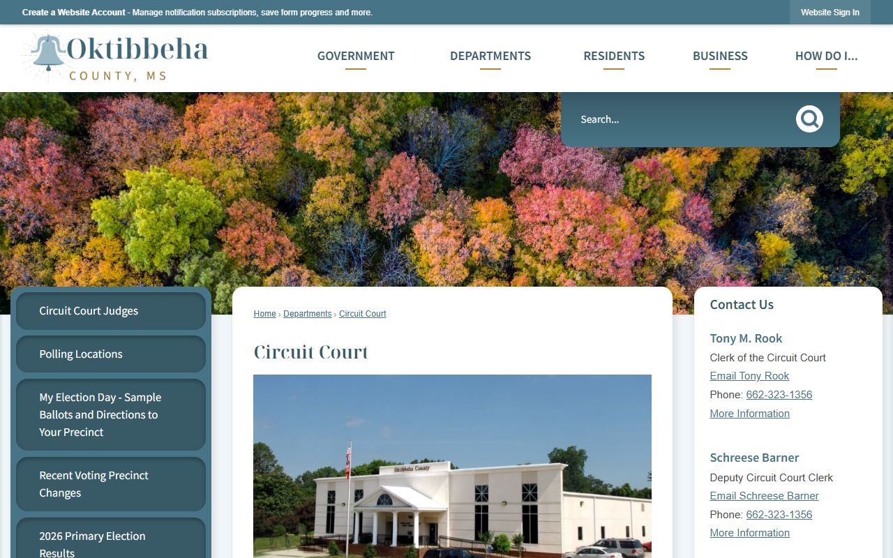 Oktibbeha County Circuit Court records page after jail arrest
