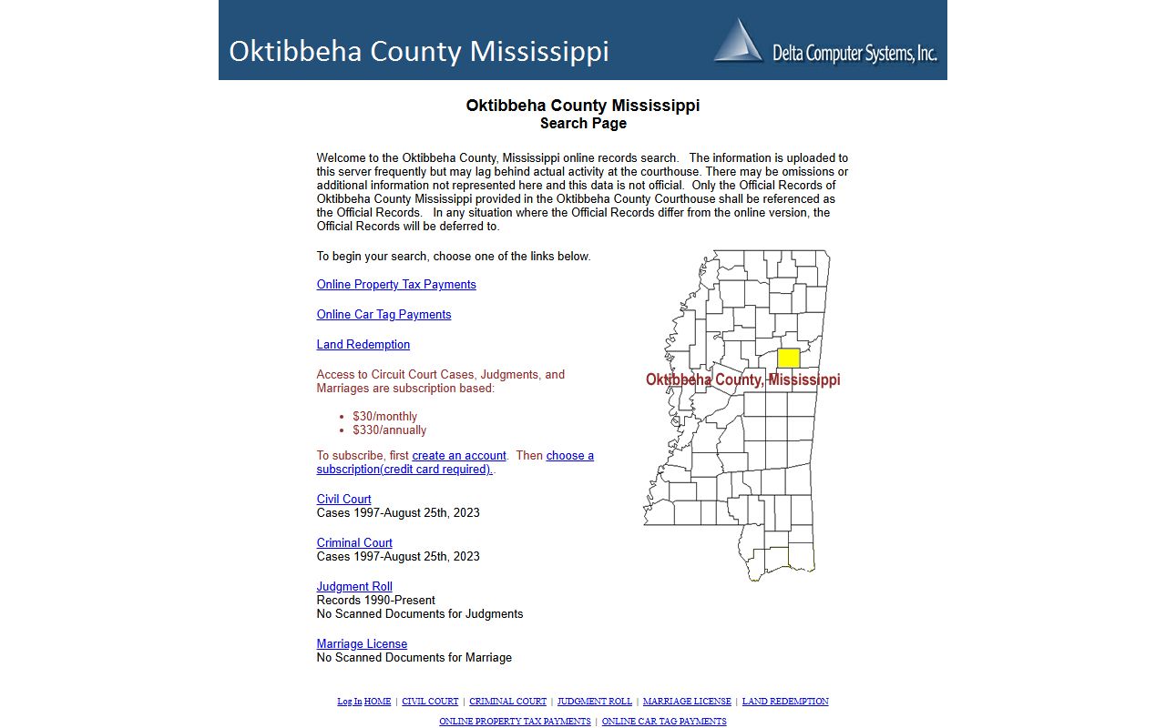 Oktibbeha County court records Delta portal for arrest case lookup